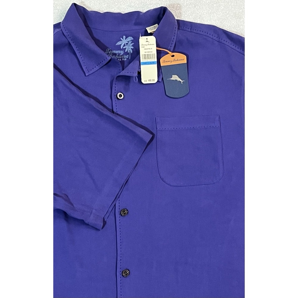 Tommy Bahama Catalina Twill Silk Shirt Men XL/ TG Pandora Purple Loop Collar NWT
